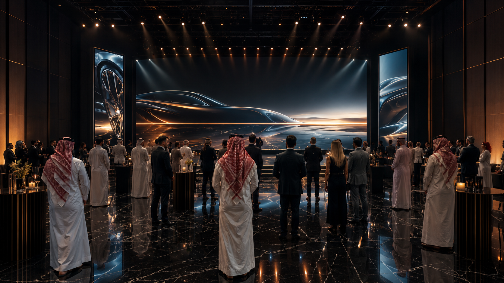 Automotive stage reveal in an immersive brand world